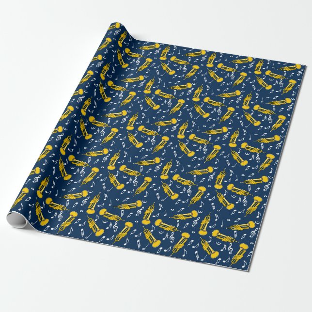 Papier Cadeau Trumpet Music Notes Motif (Déroulé)