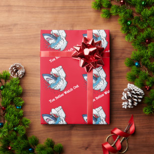 Papier Cadeau Tu ferais mieux de surveiller Père Noël Shark