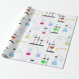 Papier Cadeau Tubes d'essai en chimie et science du laboratoire 