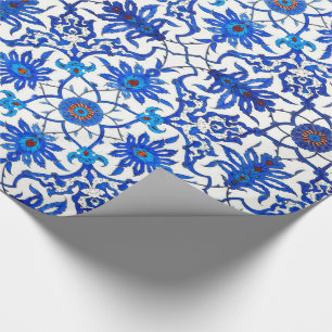 Papier Cadeau Tuile chinoise de Nouveau d'art - bleu et blanc de
