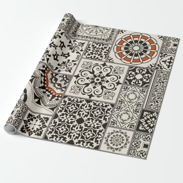 Papier Cadeau Tuile en patchwork sans couture avec Islam, arabe, (Déroulé)