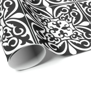 Papier Cadeau Tuile marocaine - noir avec l'arrière - plan blan