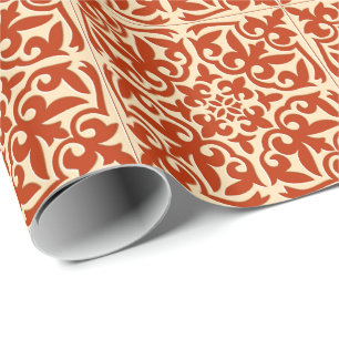 Papier Cadeau Tuile marocaine - orange et pêche de corail