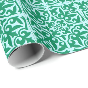 Papier Cadeau Tuile marocaine - turquoise et aqua