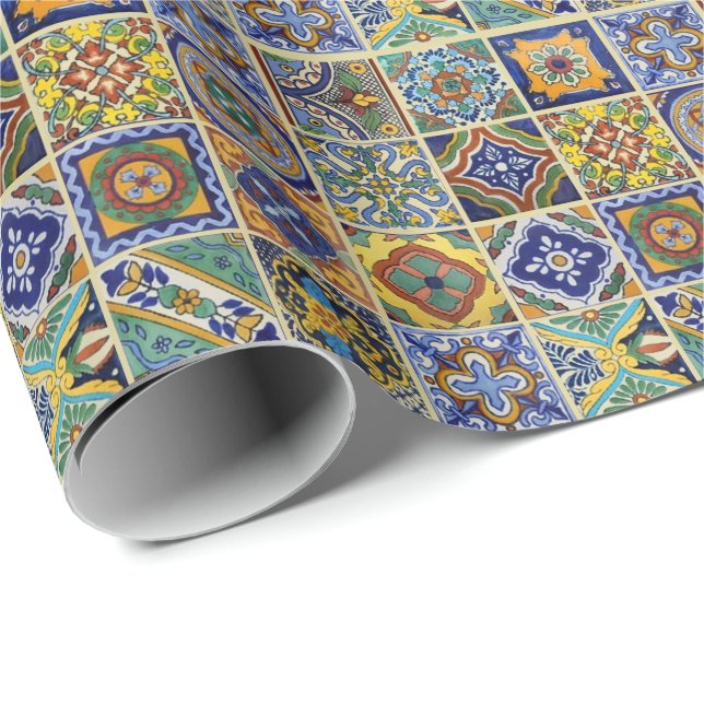Papier Cadeau Tuiles de Talavera de Mexicain (Coin rond)