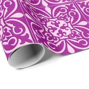 Papier Cadeau Tuiles marocaines - prune violet et rose