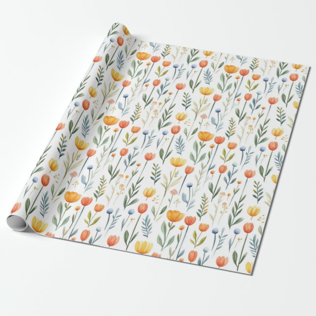 Papier Cadeau Tulip Birthday Gift Wrapping Paper for Her (Déroulé)