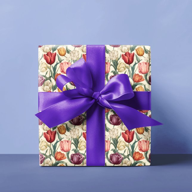 Papier Cadeau Tulip Fleur Floral Printemps de Pâques (Créateur téléchargé)