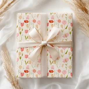 Papier Cadeau Tulipe à l'aquarelle fleurie douce pastel