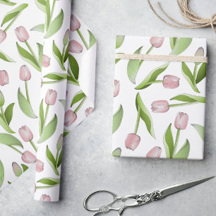 Papier Cadeau Tulipe Rose Moderne
