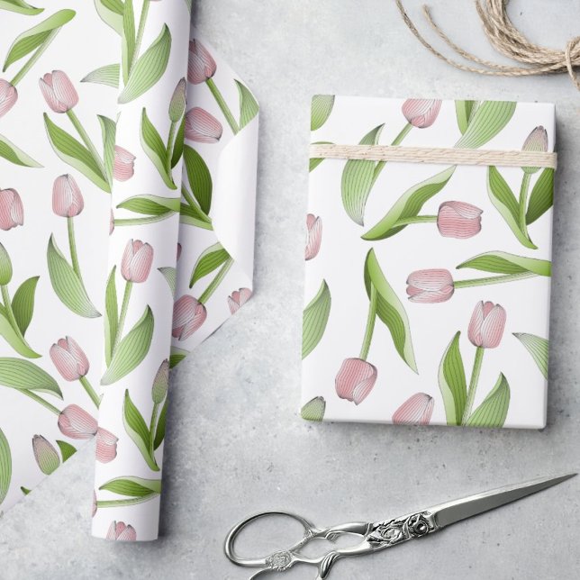 Papier Cadeau Tulipe rose moderne (Créateur téléchargé)