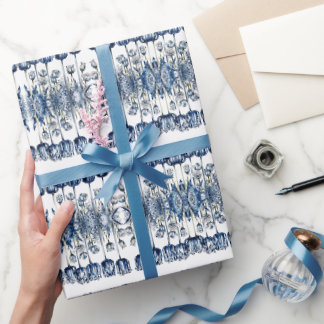 Papier Cadeau Tulipes en bleu de Delft