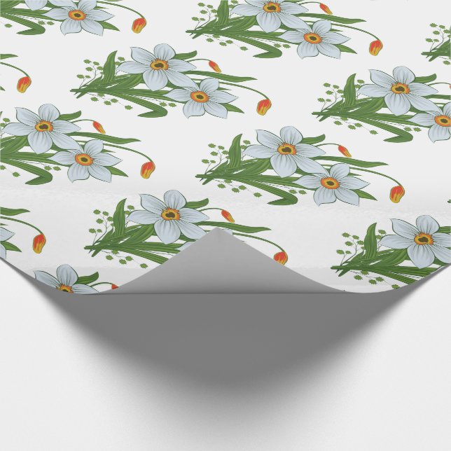 Papier Cadeau Tulipes et jonquilles Fleurs (Coin)