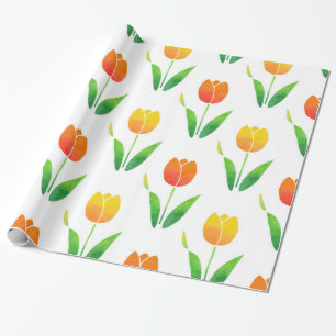 Papier Cadeau Tulipes jaunes et oranges 2