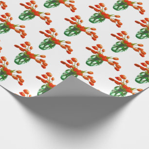 Papier Cadeau Tulipes orange dans le vase sur papier blanc