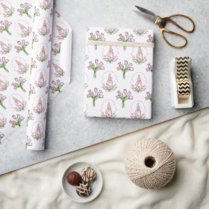 Papier Cadeau Tulipes Potter Beatrix Rose Aquarelle Florale