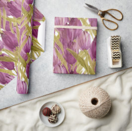 Papier Cadeau Tulipes pourpres Elégante aquarelle