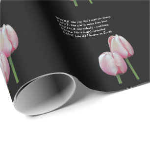 Papier Cadeau Tulipes Travailler Amour Danse Vivre Citation Insp