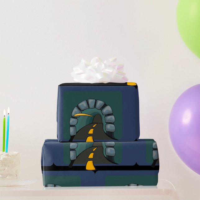 Papier Cadeau Tunnel routier avec marques de ligne jaune (Créateur téléchargé)