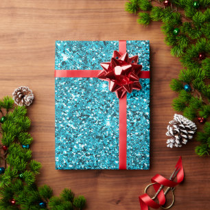 Papier Cadeau Turquoise Aqua Glitzy Sparkle Parties scintillant