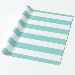 Papier Cadeau Turquoise Aqua, motif à rayures blanches XL