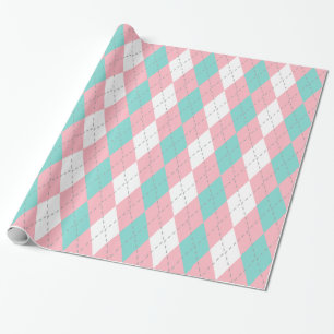Papier Cadeau Turquoise Aqua Rose Dk Grey Wht Jacquard XL