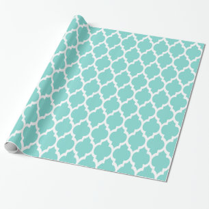 Papier Cadeau Turquoise Aqua White XL Quatrefoil marocain #4