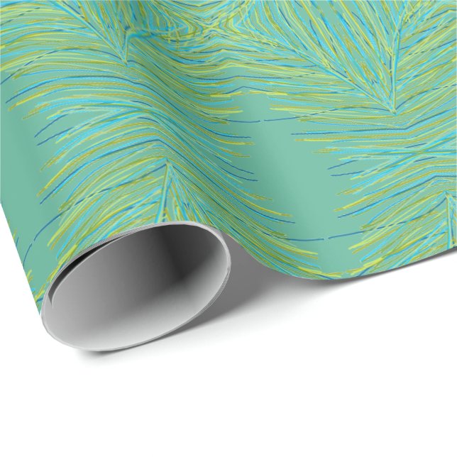 Papier Cadeau Turquoise avec bleu et vert citron (Coin rond)