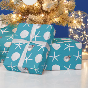 Papier Cadeau Turquoise Blue Tropical Holiday Beach Shells Cadea