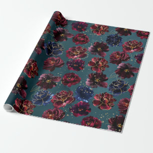 Papier Cadeau Turquoise Bordeaux Sapphire Bijou Tone Mariage or