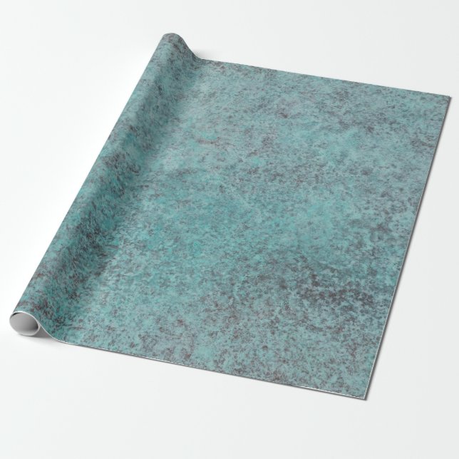 Papier Cadeau Turquoise Copper Patina texture cadeau (Déroulé)