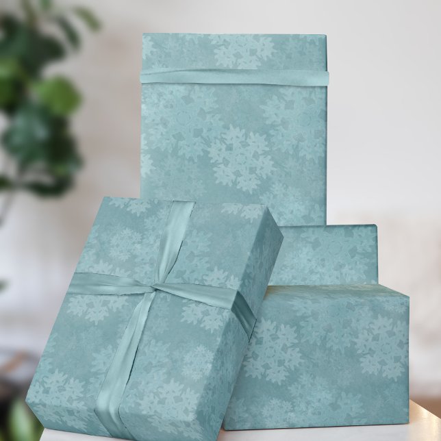 Papier Cadeau Turquoise Flocon de neige Motif Noël hiver (A pretty teal green snowflake pattern gift wrap perfect for you)