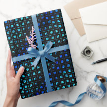 Turquoise géométrique brillant bleu et noir petits