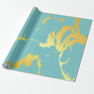 Papier Cadeau Turquoise Golden Foil