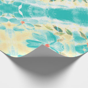 Papier Cadeau Turquoise joliment fleuri