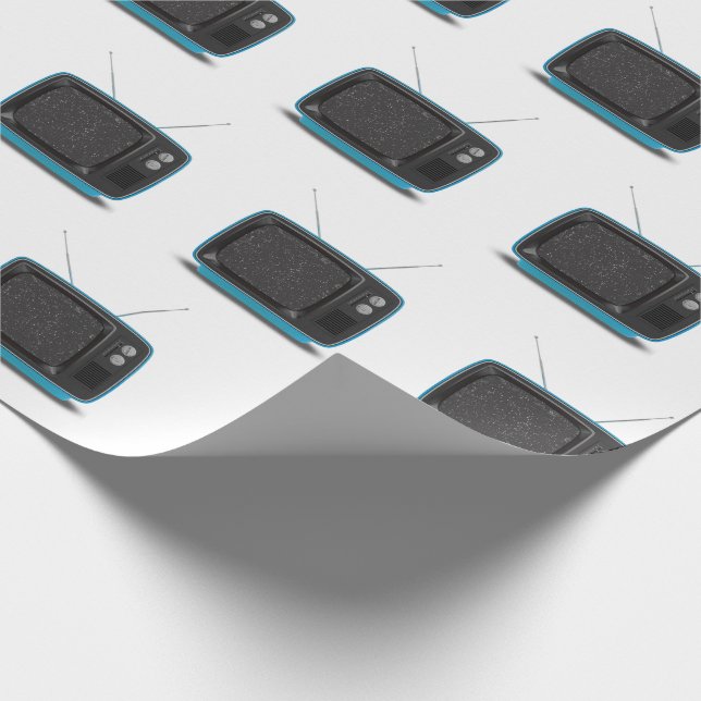 Papier Cadeau Turquoise Retro TV (Coin)