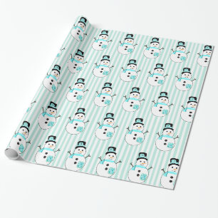 Papier Cadeau Turquoise Snowman Holiday Cadeau de Noël