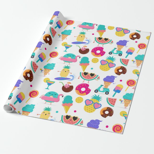Papier Cadeau Tutti Fruitti Summer Fruit Ice Cream Soirée (Déroulé)