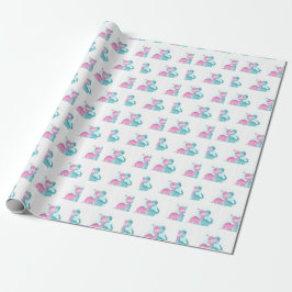 Papier Cadeau Twin Aqua et Dinosaur rose