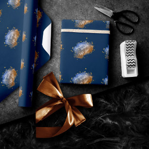 Papier Cadeau Twinkle Little Star   Poussière d'or en cuivre ble