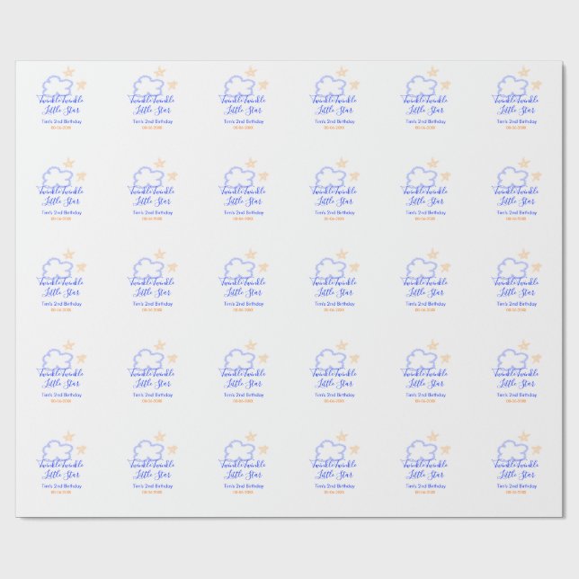 Papier Cadeau Twinkle scintillement petite étoile anniversaire v (Plat)