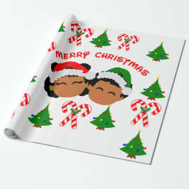 Papier Cadeau Twinzies afro-américain Noël Afro Enfants Twin