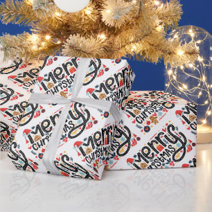 Papier Cadeau Typographe de Merry Christmas