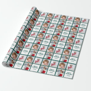 Papier Cadeau Typographie amusante Photo verte et blanche de N