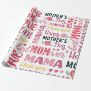 Papier Cadeau Typographie de la fête des mères