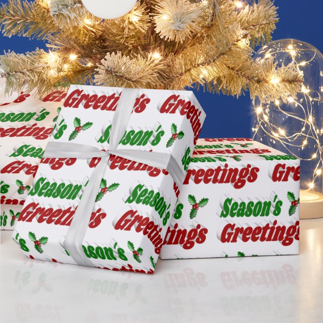 Papier Cadeau Typographie de Noël à Holly Joyeuses Fêtes (Vacances)