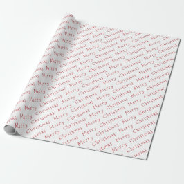 Papier Cadeau Typographie de Noël rouge foncé sur blanc
