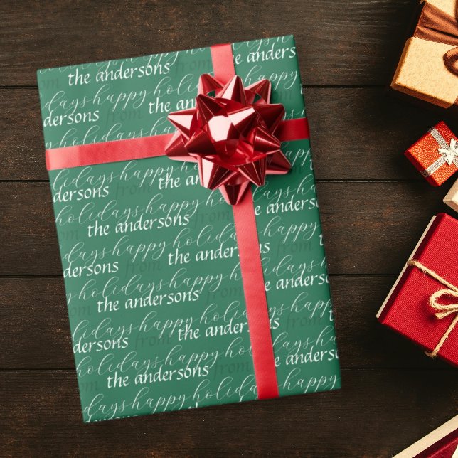Papier Cadeau Typographie moderne Motif de vacances Famille pers (Créateur téléchargé)