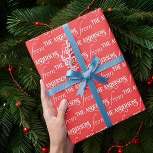 Papier Cadeau Typographie moderne Noël Motif personnalisé Famill