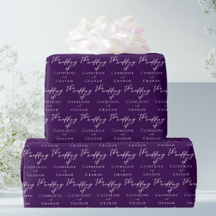 Papier Cadeau Typographie royale violette Mariage personnalisé